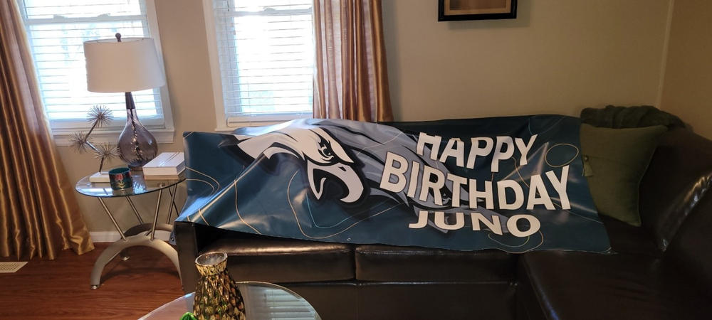 Personalized Philadelphia Eagles Banner for Special Occasion, Holiday, Birthday, Announcement, Retirement, Promotion, Celebration. - 3½x7 FT, Yes - Customer Photo From Syletta Broadnax