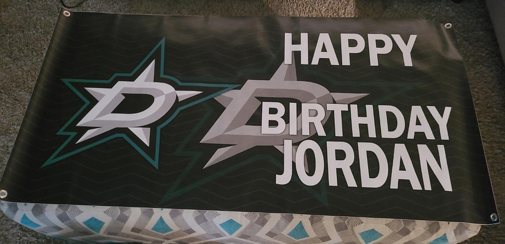 Personalized Dallas Stars Banner for Special Occasion, Holiday, Birthday, Announcement, Retirement, Promotion, Celebration. - 2x4 FT, Yes - Customer Photo From Jordan Beck