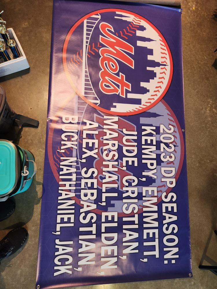 Personalized New York Mets Banner for Special Occasion, Holiday, Birthday, Announcement, Retirement, Promotion, Celebration - 3½x7 FT, Yes - Customer Photo From Ruben De Jesus