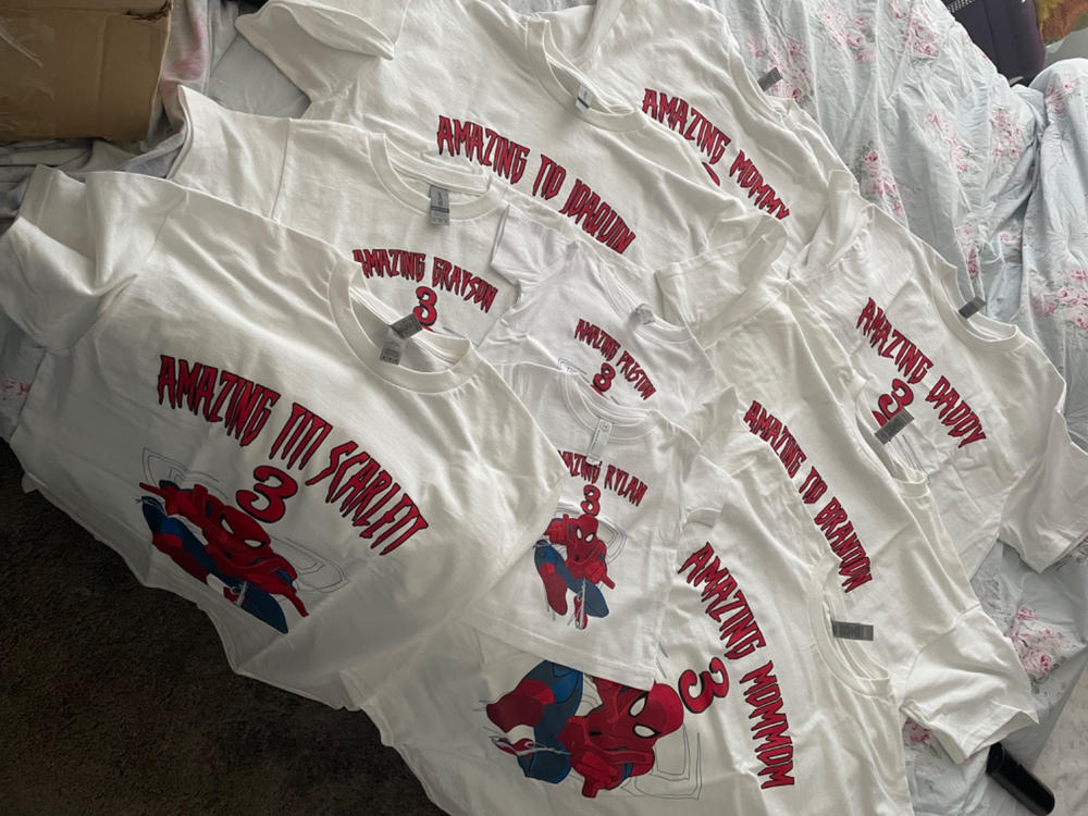 Personalized Family Spider-Man Birthday T-Shirts - White, 5T - Customer Photo From Olga Velasquez