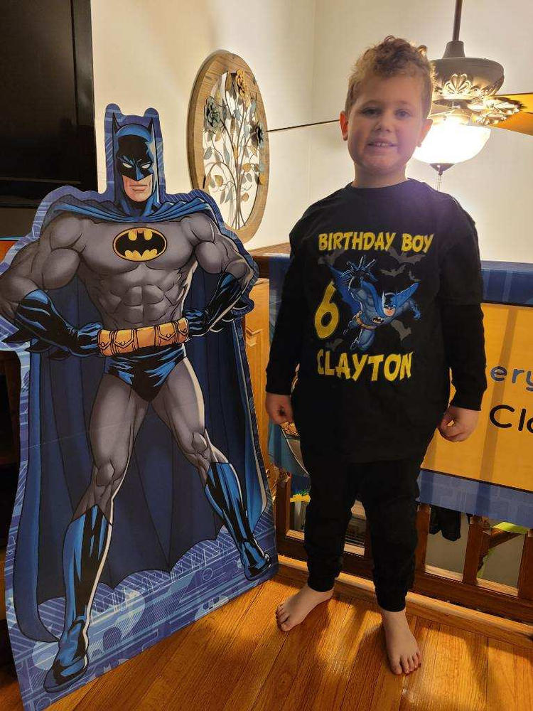 Personalize Batman Birthday Shirt Youth Toddler and Adult Sizes Available - Black, Youth Large - Customer Photo From AnnMarie Abel