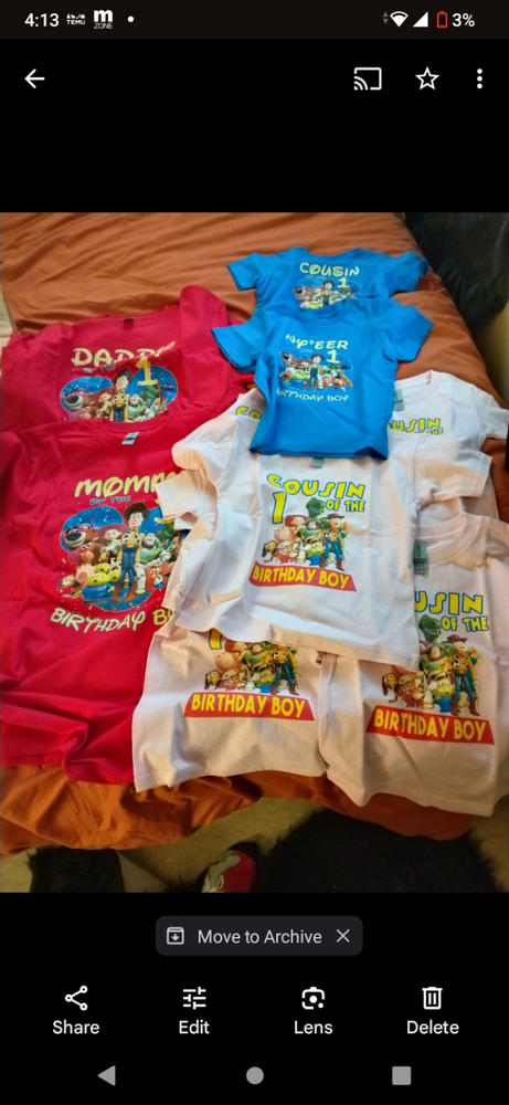 Personalized Toy Story Birthday Shirt Youth Toddler and Adult Sizes Available - Pink, 3T - Customer Photo From Starr Triplett
