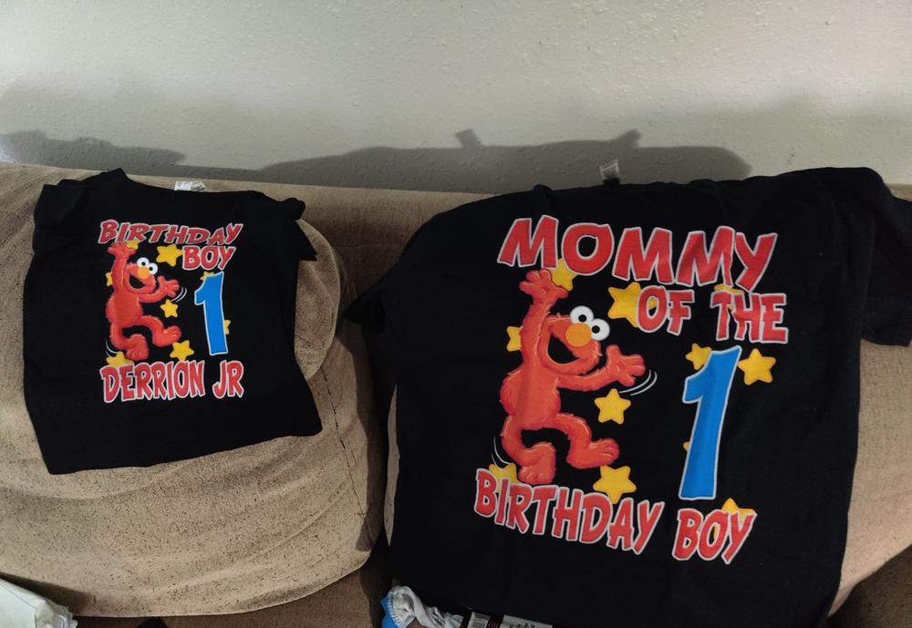 Personalize Sesame Street Elmo Birthday Shirt Youth Toddler and Adult Sizes Available - Black, 12 months - Customer Photo From DeOnajah Hill