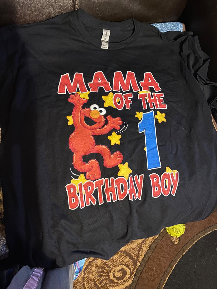 Personalized Elmo Birthday T-Shirt - Black, 12 months - Customer Photo From Jennifer Lester