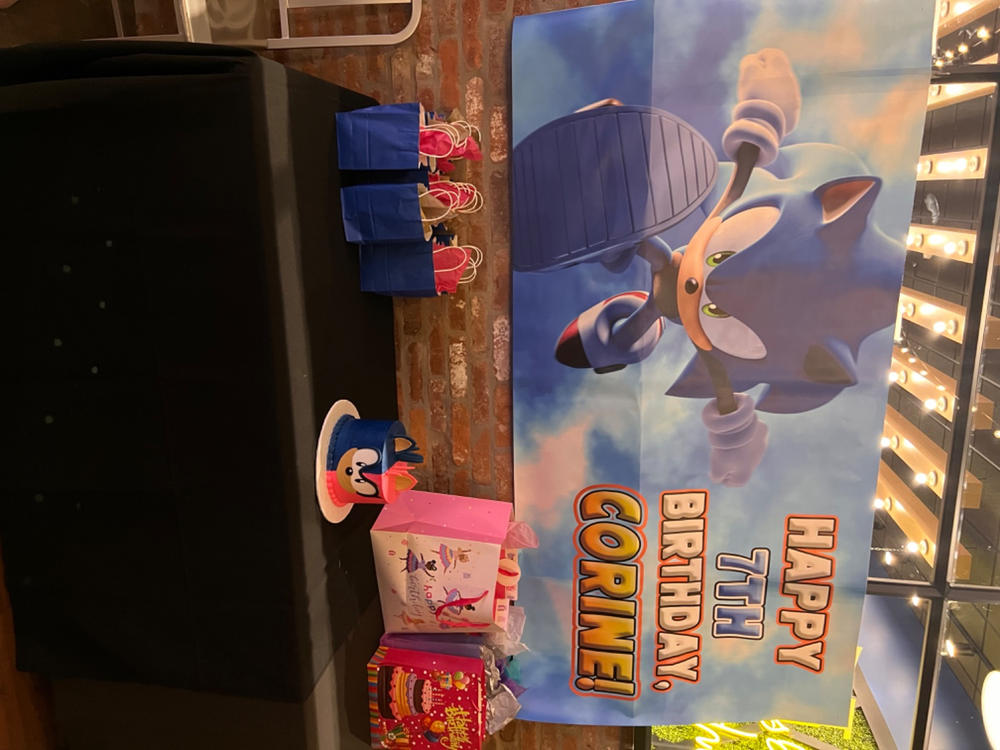 Personalized Sonic The Hedgehog Birthday Banner - 3½x7 FT, No - Customer Photo From Jackeline Fernandez Lambert