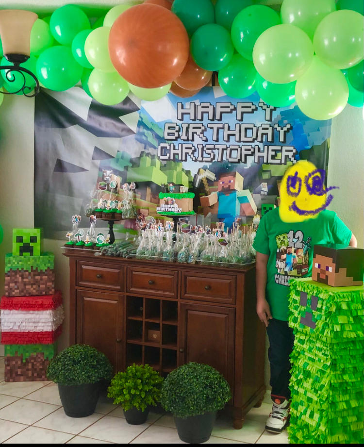 Personalized Minecraft Birthday Banner Weatherproofing - 3½x7 FT, Yes - Customer Photo From SILLY HERRERA