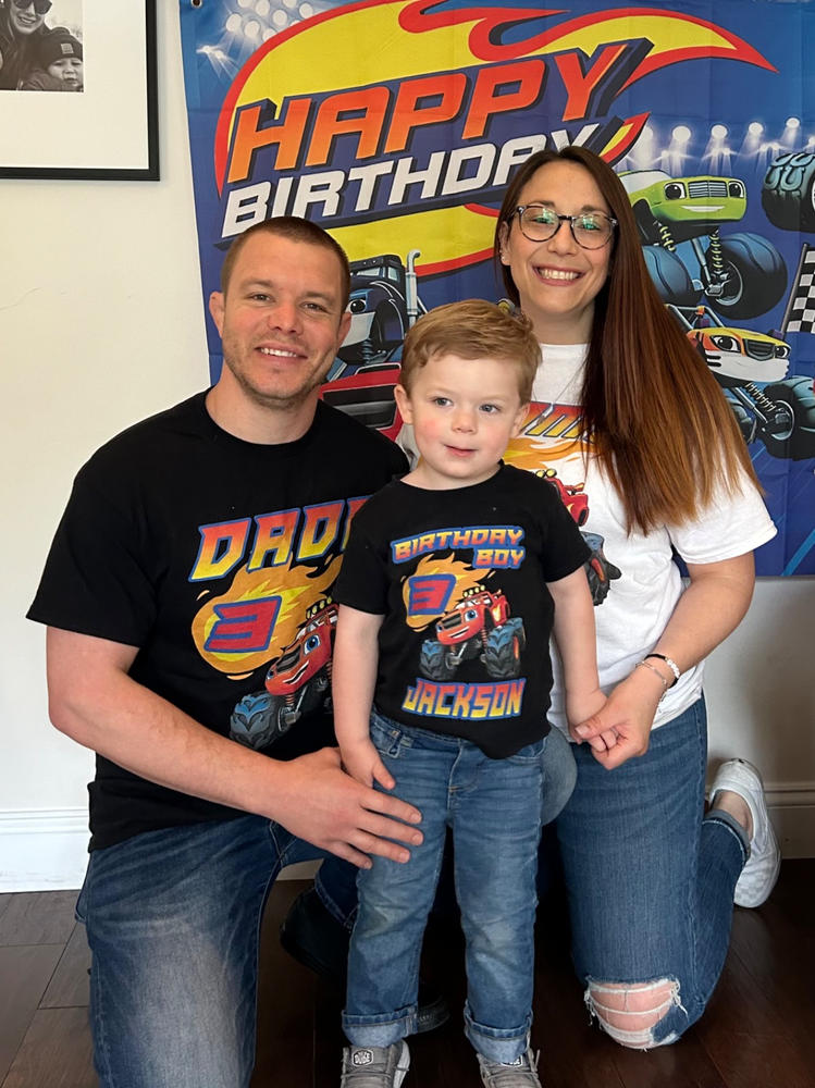 Matching Family Personalized Blaze Monster Birthday Shirt Youth Toddler and Adult Sizes Available - Black, Adult Unisex: Large - Customer Photo From Rebecca Golloub