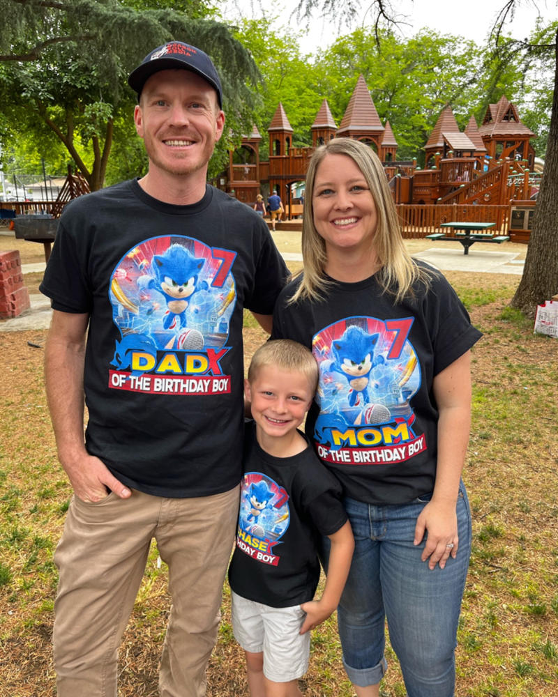 Matching Family Personalized Sonic the Hedgehog Birthday Shirt Youth Toddler and Adult Sizes Available - Black, Adult Unisex: Large - Customer Photo From Sara McConville
