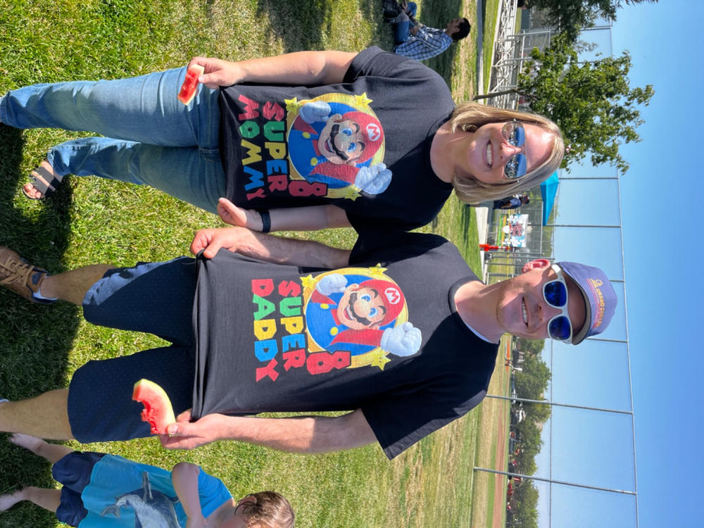 Personalized Super Mario Family T-Shirts - Black, Adult Unisex: Large - Customer Photo From Sara McConville