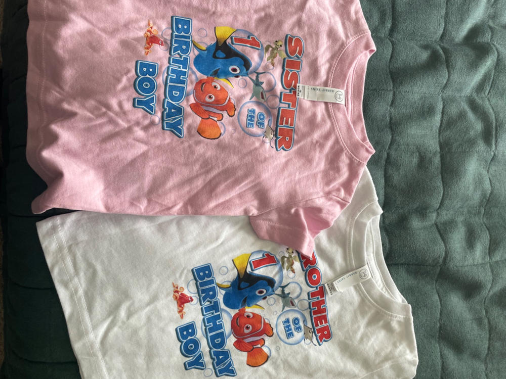 Personalized Finding Nemo and Dory Birthday T-Shirts - White, Youth Large - Customer Photo From Astria Rooks