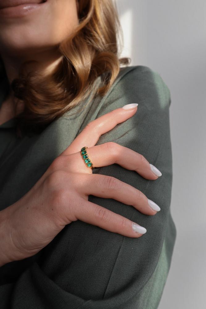 Cassidy Emerald Green Ring Gold Vermeil - Customer Photo From Szandra Bekei