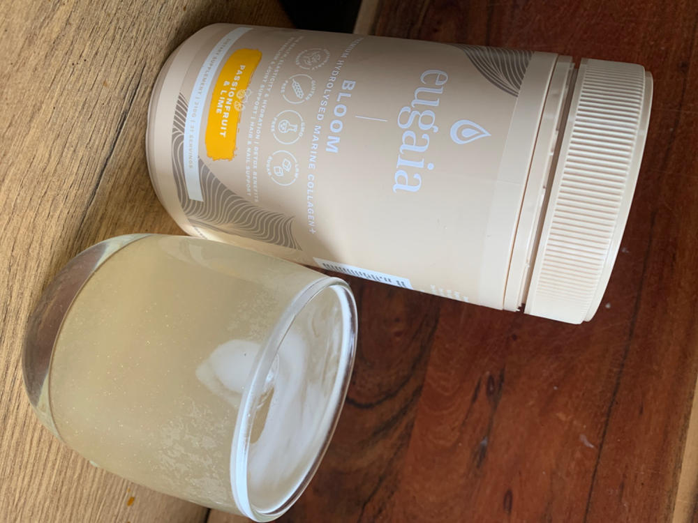 Eugaia Bloom Premium Hydrolysed Marine Collagen + | Passionfruit & Lime | 310g | 31 Serves - Customer Photo From Jessica Kyle