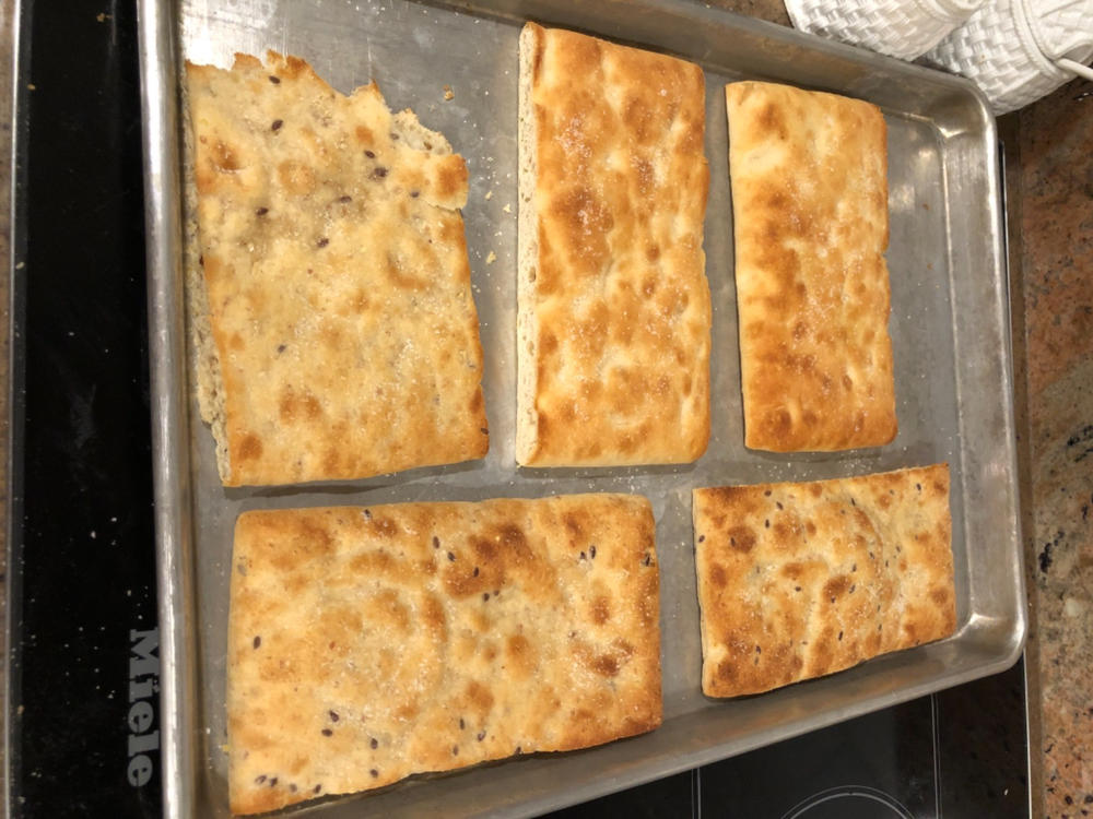 Variety Baking Box: Bake at Home Original Flatbread (3 loaves) and Multigrain Flatbread (3 loaves), Organic Olive Oil (6 Pouches), and Kosher Salt (4 oz) - Customer Photo From Caroline Davis