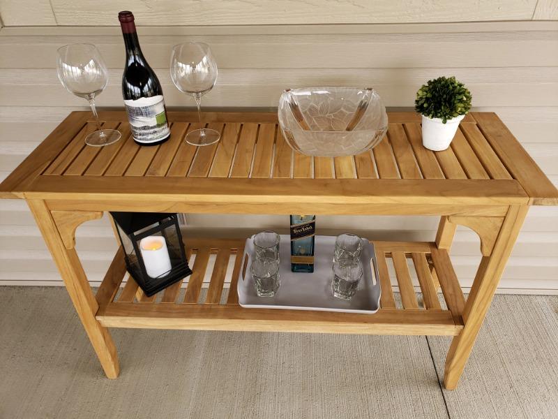 Caterina Solid Teak Wood Outdoor Console Table Cambridge Casual