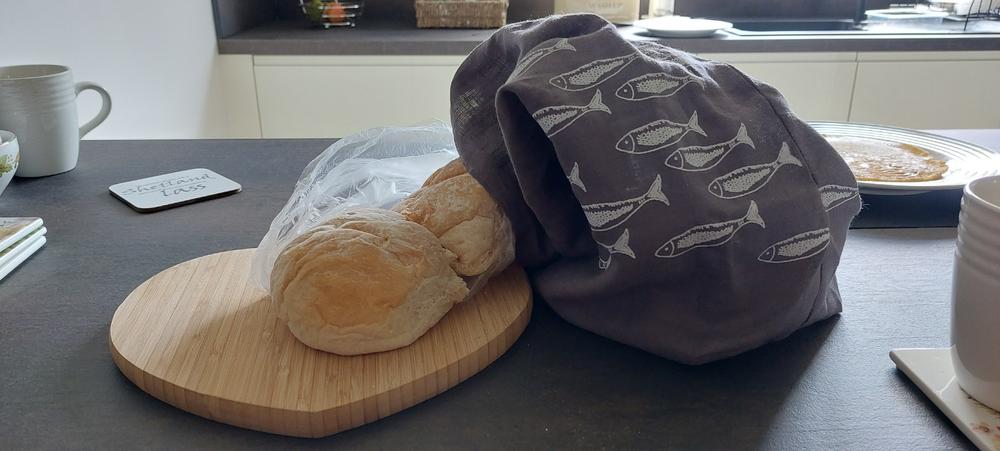 Eco Linen Bread Bag Fish Design - Customer Photo From Dawn Gray-Thom