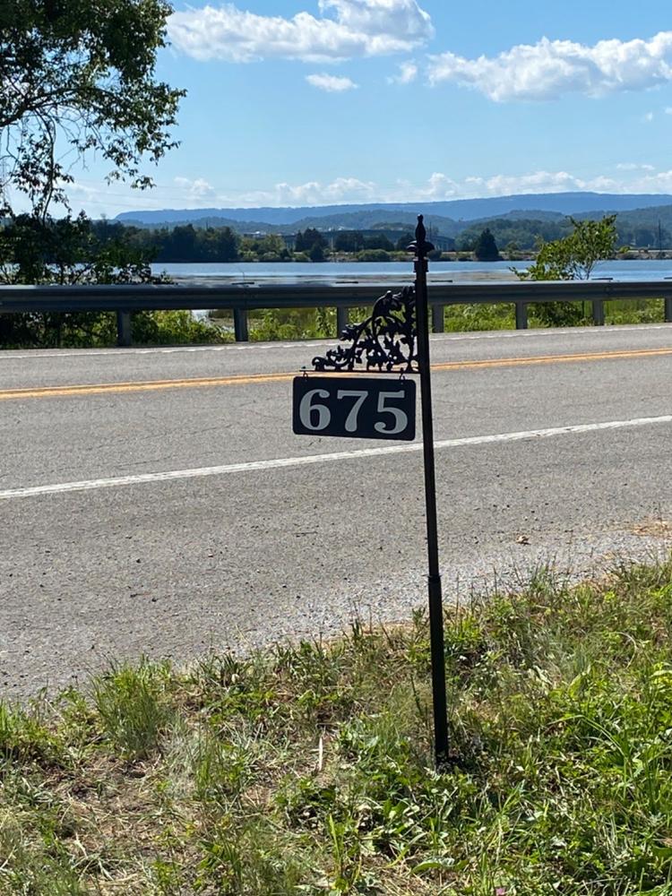 Oak Double Sided Reflective Lawn Address Sign - Customer Photo From Dale McCaskey