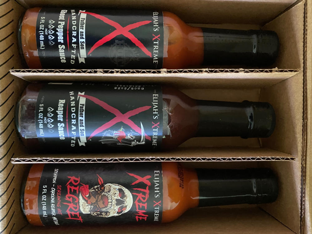 Elijah's Xtreme Trio Hottest Hot Sauce Gift Sets Includes Xtreme Regret  Carolina Reaper Hot Sauce, Ghost Pepper Sauce & Sweet Reaper Hot Sauces