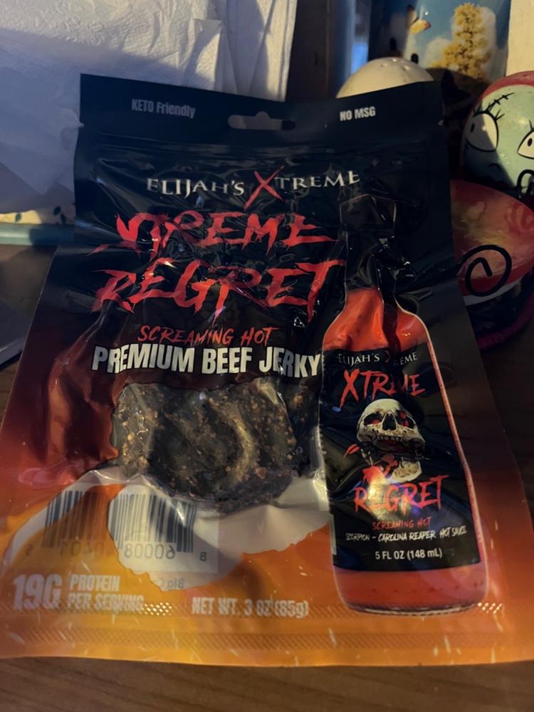 Xtreme Regret Spicy Beef Jerky - Customer Photo From Elizabeth McDonald