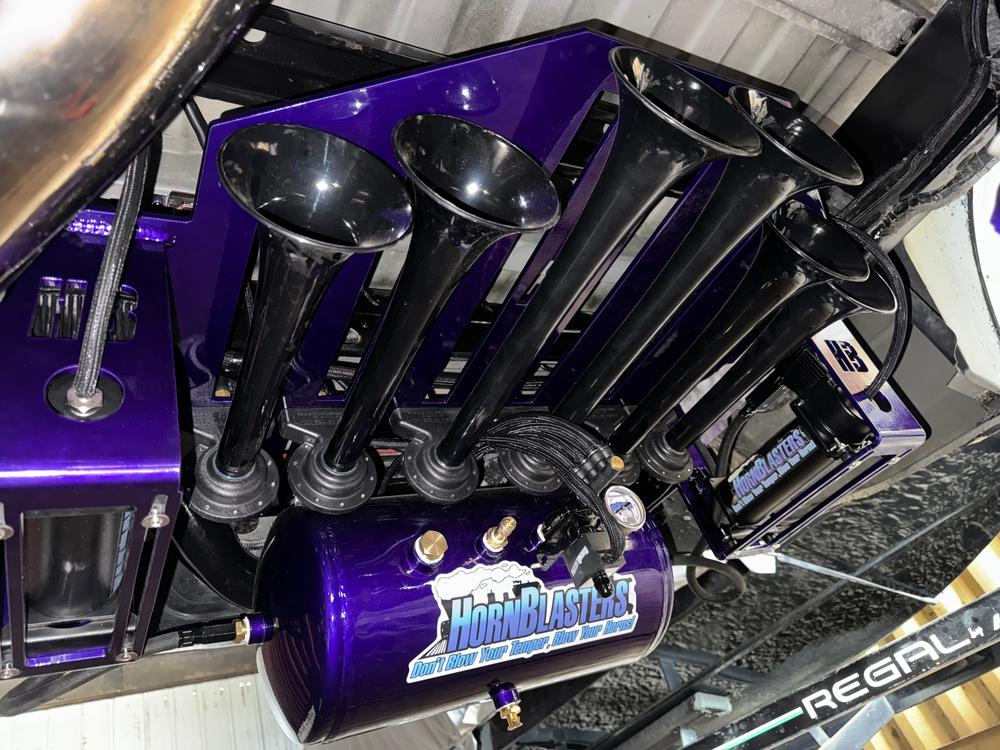 SICKSPEED SS2300 Purple Super Loud Blast Tone Horns (2-Piece) With Wiring Harness