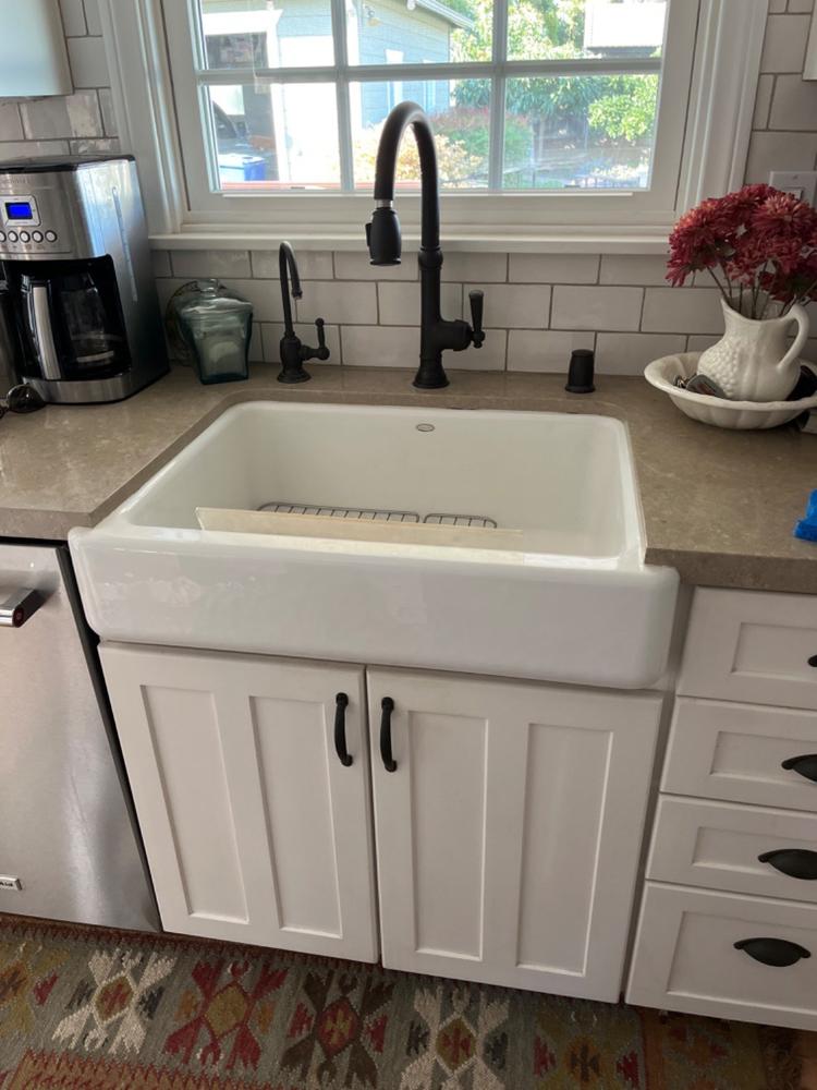 Jacobean Single Handle Pull Down Kitchen Faucet - Customer Photo From Karen Harris