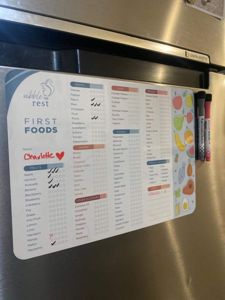 First Foods Tracker - Fridge Magnet - Customer Photo From Tay Thorpe