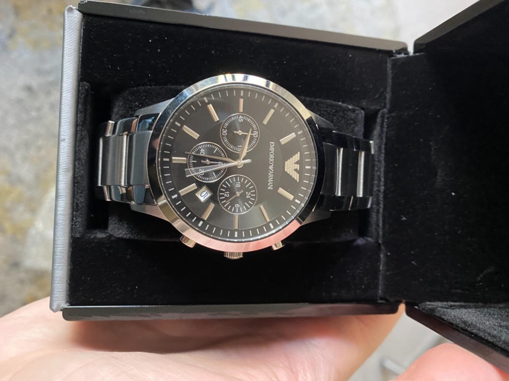 Emporio Armani Classic Chronograph Watch AR2434 - Black/Silver - Customer Photo From Jonny Mc