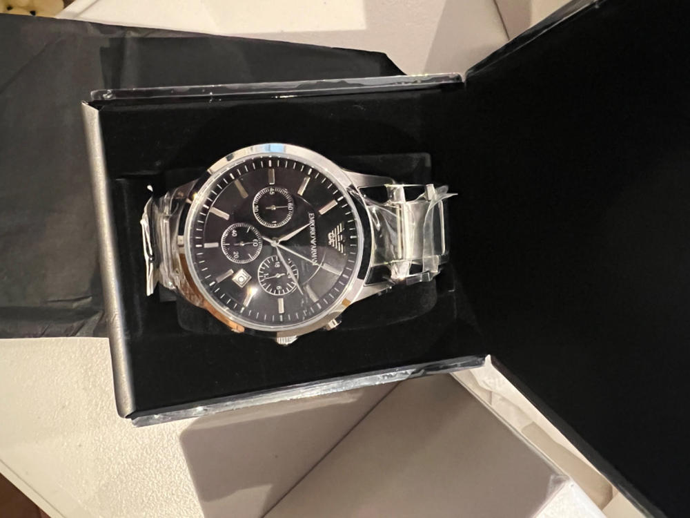 Emporio Armani Classic Chronograph Watch AR2434 - Black/Silver - Customer Photo From Jing Qu