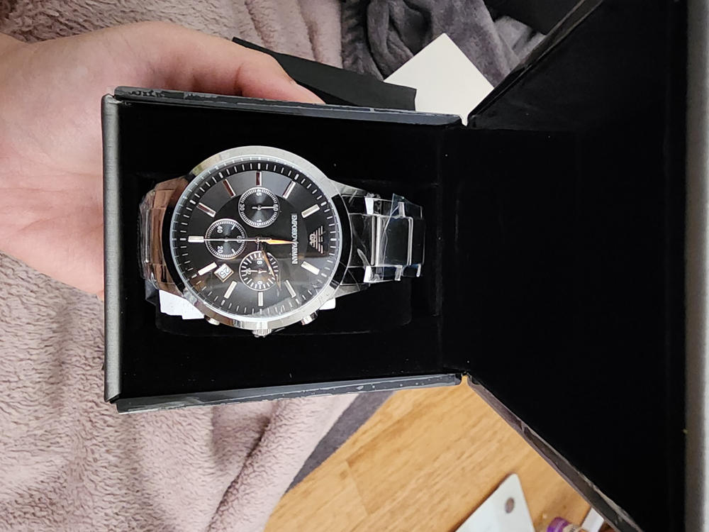 Emporio Armani Classic Chronograph Watch AR2434 - Black/Silver - Customer Photo From Unchaya Lertprapun