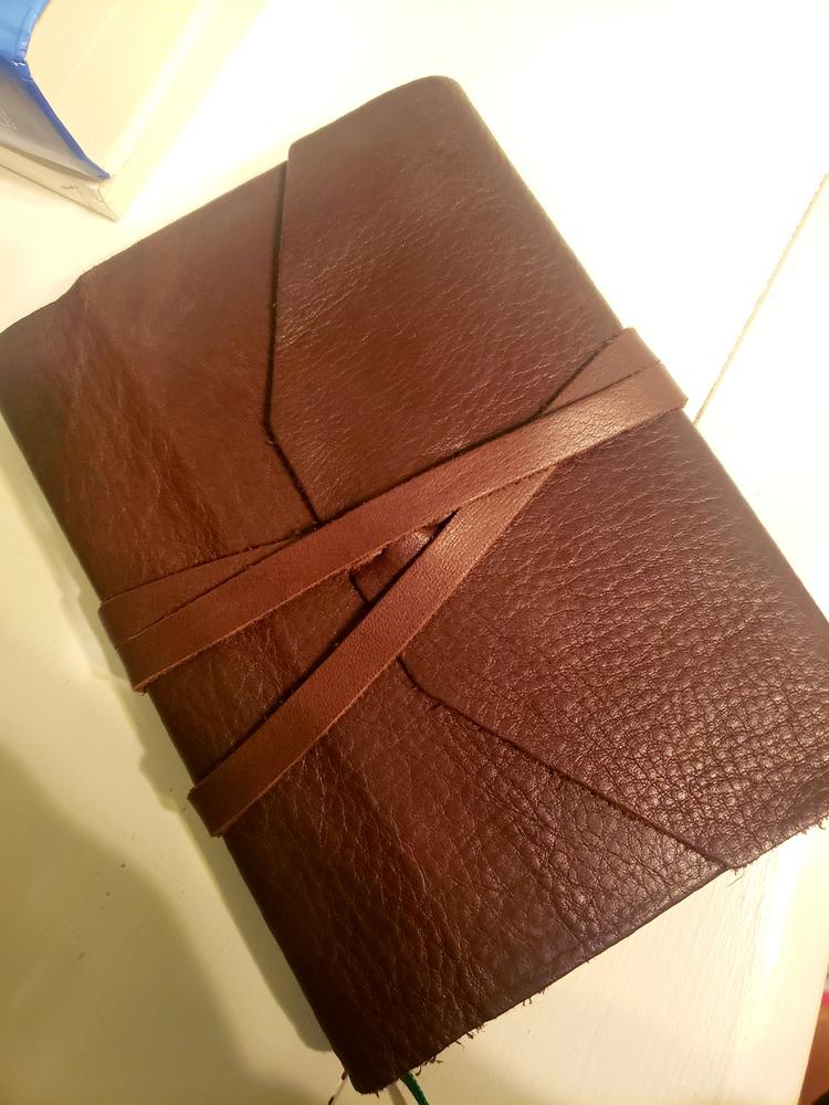 Refillable Handmade Leather Wrap Journal - Espresso - Customer Photo From Gabriela O.