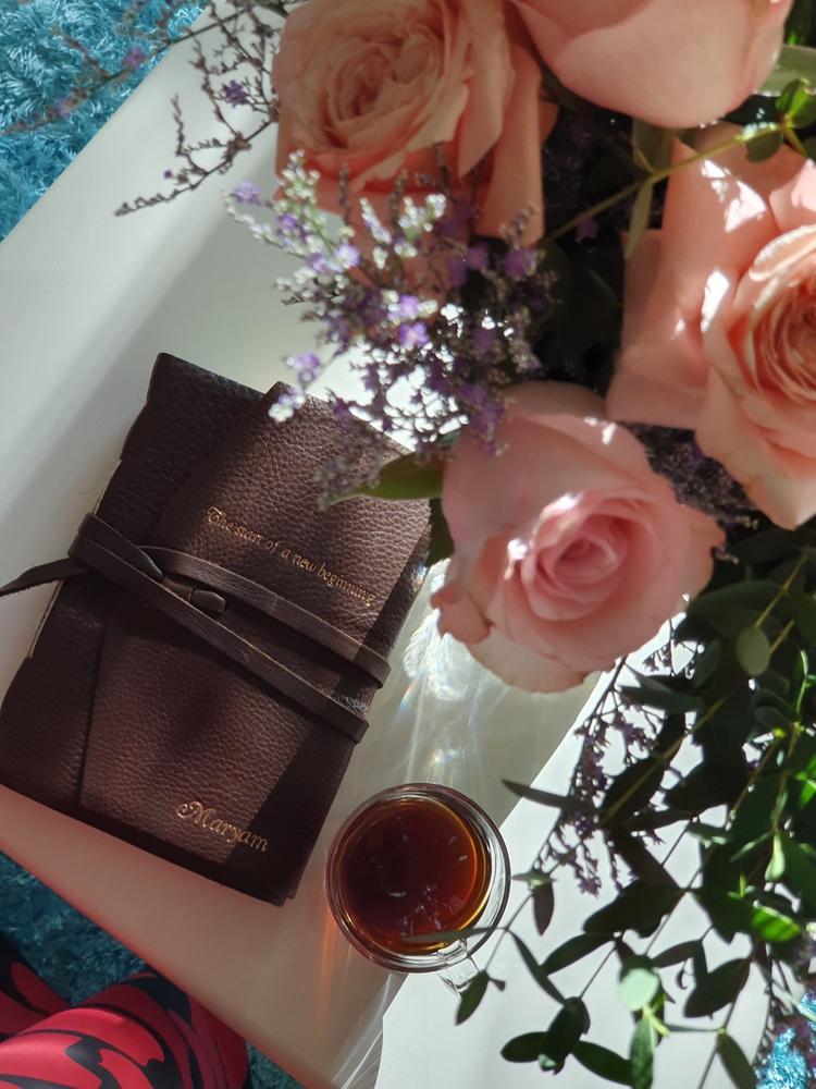 Refillable Handmade Leather Wrap Journal - Espresso - Customer Photo From Anonymous