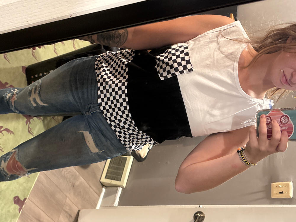 Checkered Drop Cut Tank Top - Customer Photo From Nina Danner