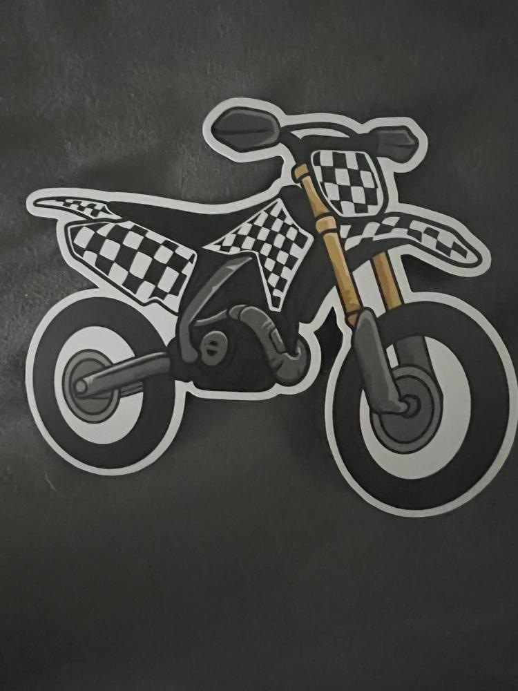 Checker Dirt Bike Sticker - Customer Photo From Shelby Moran