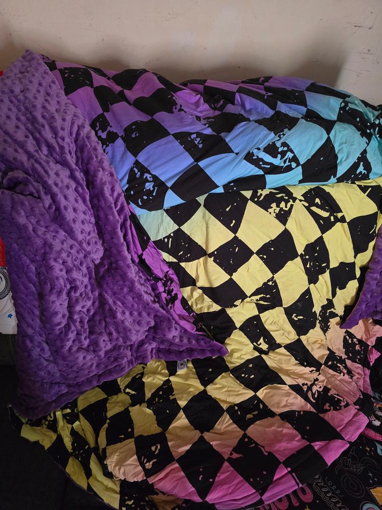 Rainbow Checker Blanket - Customer Photo From Tanya