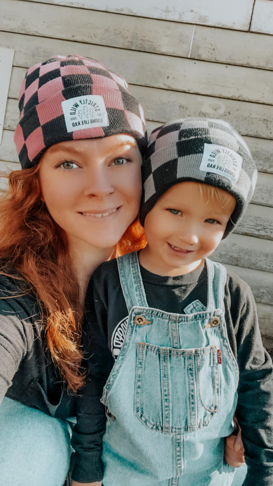 Chasing Checkers Pink Beanie / Ready To Ship - Customer Photo From Madi