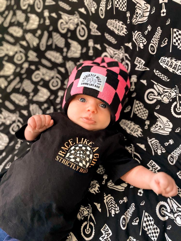 Chasing Checkers Pink Beanie / Ready To Ship - Customer Photo From Lily