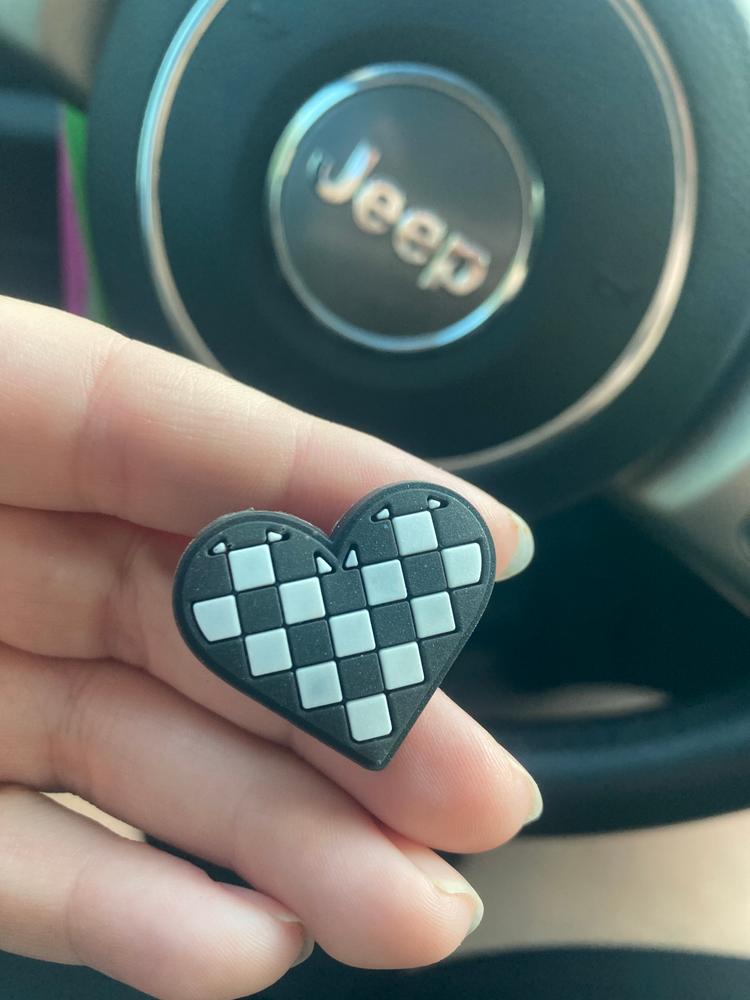 Checkered Heart Croc Charm - Customer Photo From Mackenzie