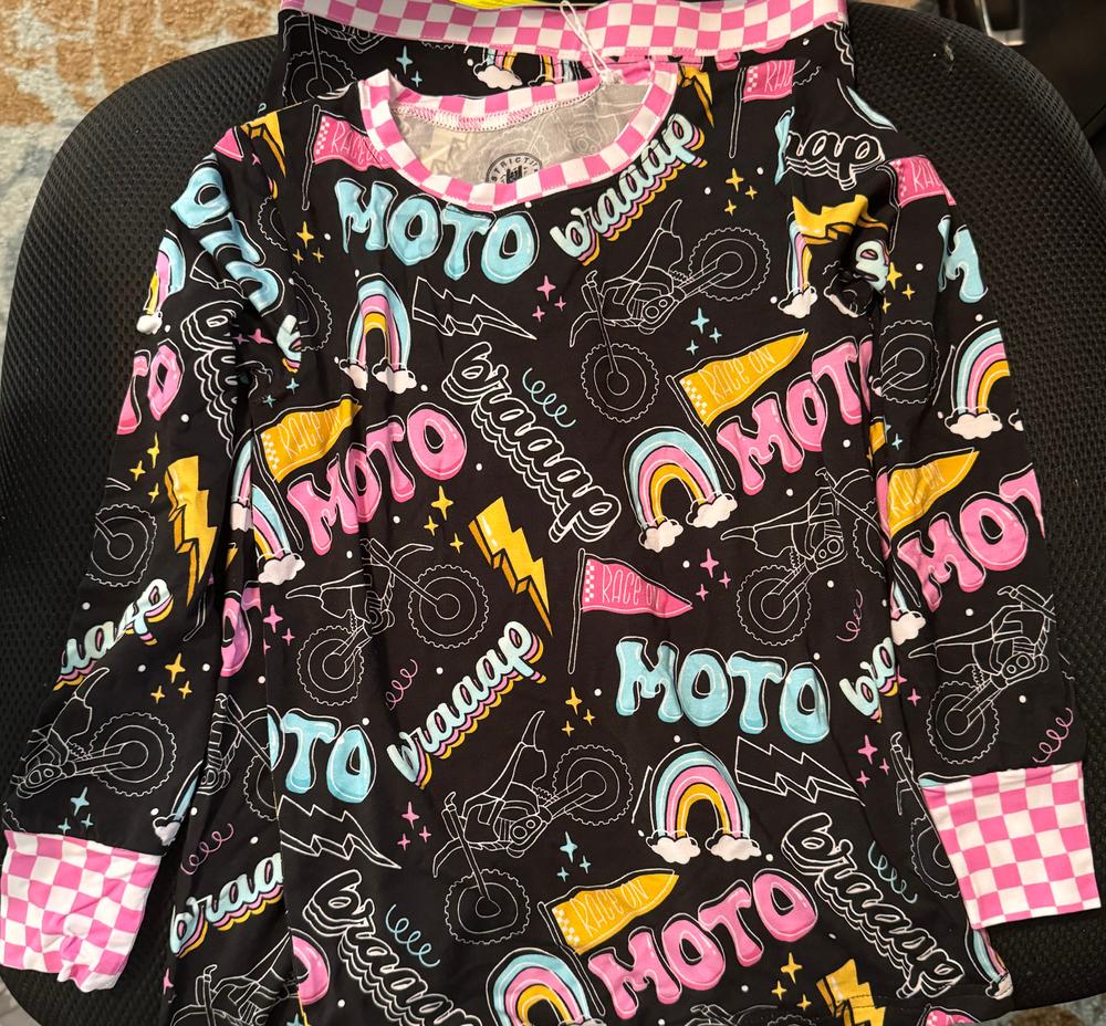 Moto Girl 2 Piece Pajamas - Customer Photo From Whitney B