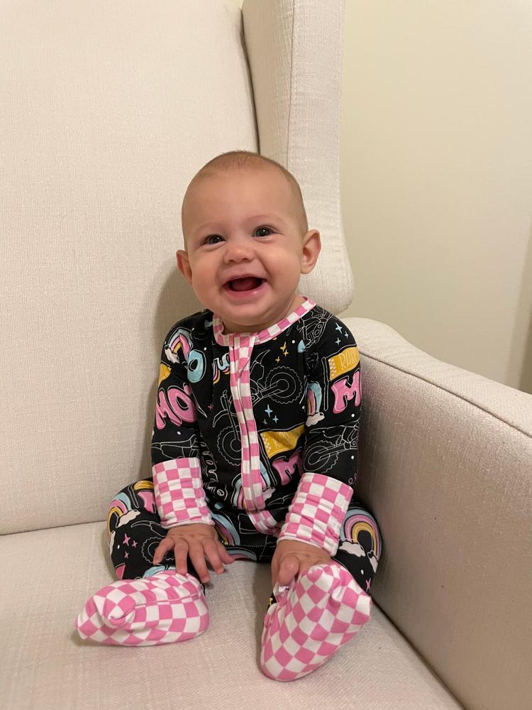 Moto Girl Zip Up Pajamas - Customer Photo From Amber M