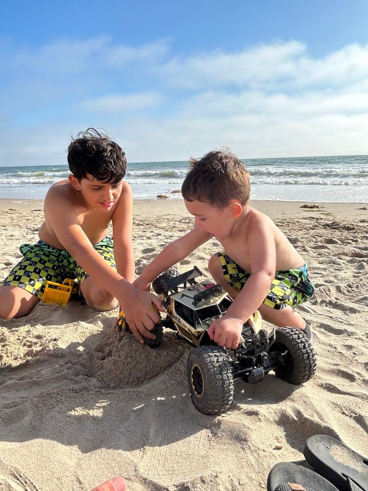 Retro Dirt Bike Checks Board Shorts - Customer Photo From Gina Garcia