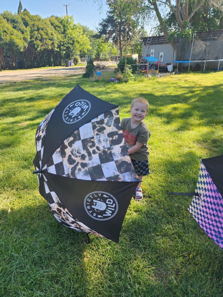 Leopard Checker Umbrella - PREORDER (Begin Shipping To You May 10 - 17) - Customer Photo From Destine 