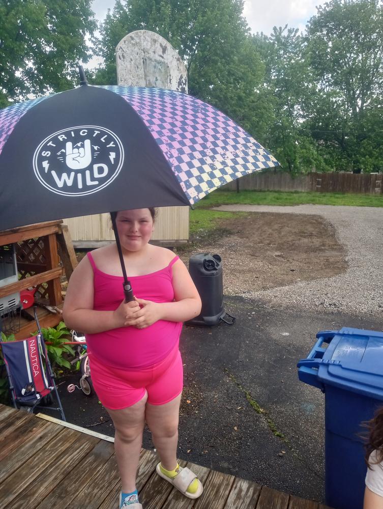 Rainbow Checker Umbrella - PREORDER (Begin Shipping To You May 10 - 17) - Customer Photo From Stacey Ann Kalinoski