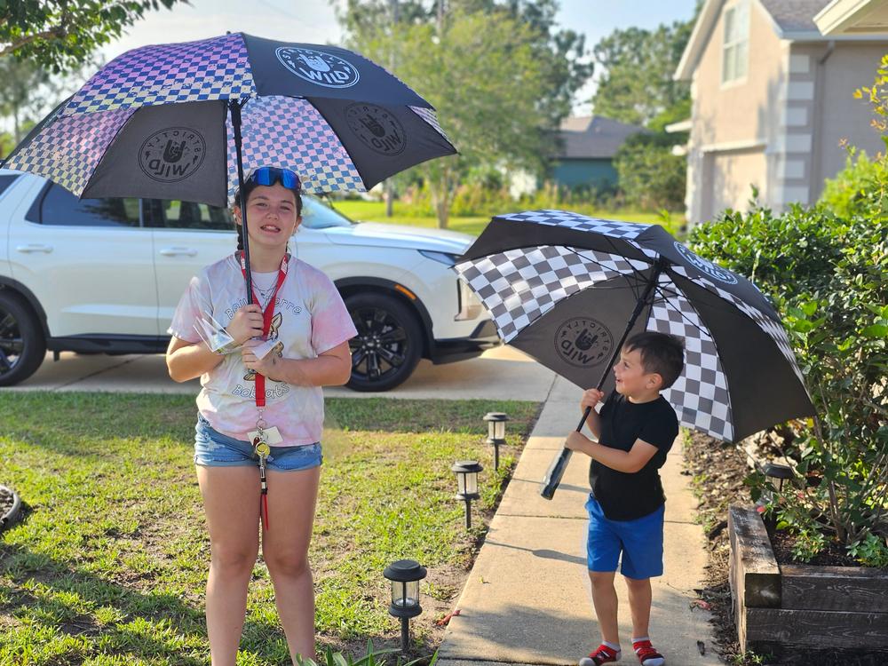 Rainbow Checker Umbrella - Customer Photo From Meagan 