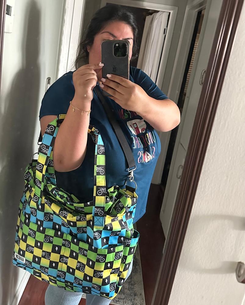 Retro Dirt Bike Checks Beach Bag (Restock Shipping to you June 28 - July 5) - Customer Photo From Ariana Jimenez