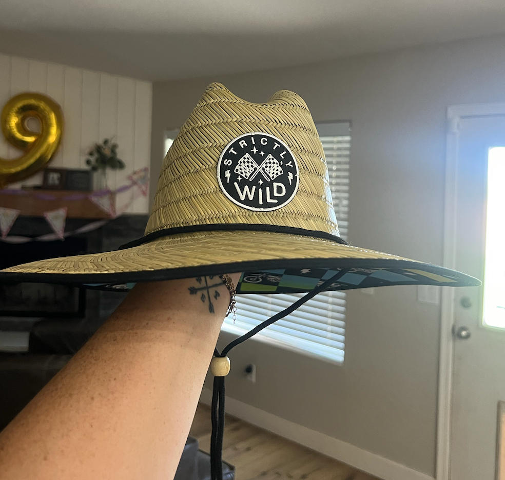 Retro Dirt Bike Checks Straw Hat / PREORDER (shipping to you June 3-10) - Customer Photo From Emily Myers