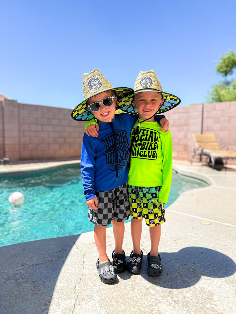 Retro Dirt Bike Checks Straw Hat - Customer Photo From Camryn