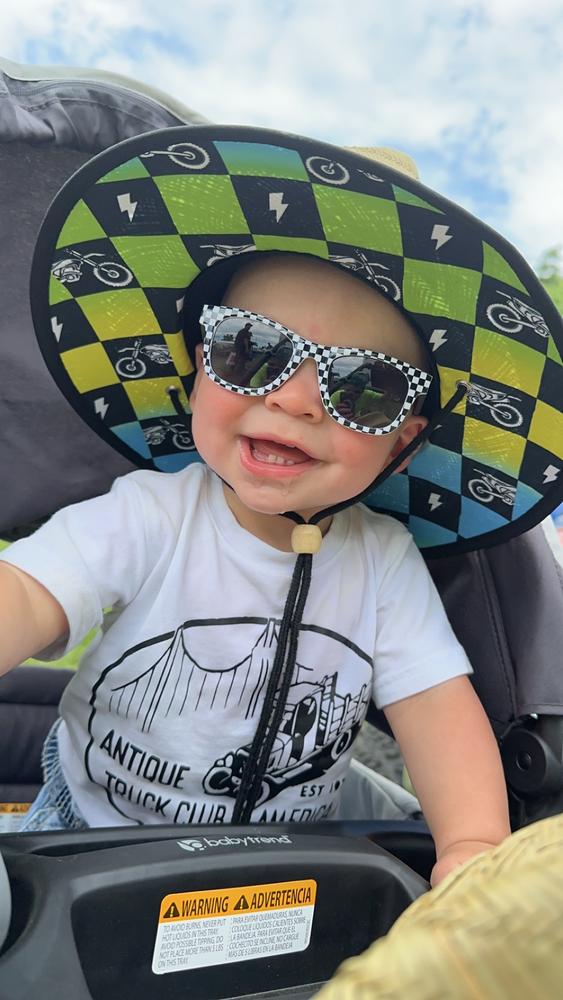 Retro Dirt Bike Checks Straw Hat - Customer Photo From Taylor Maney