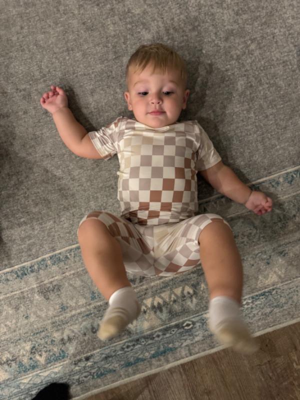 Neutral Checker 2 Piece Pajamas - Customer Photo From Morgan Coker