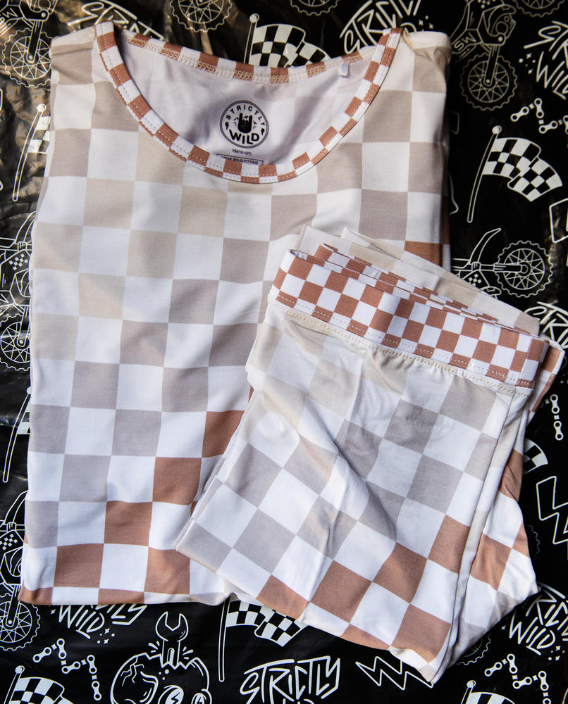 Neutral Checker 2 Piece Pajamas - Customer Photo From Rachel Craine