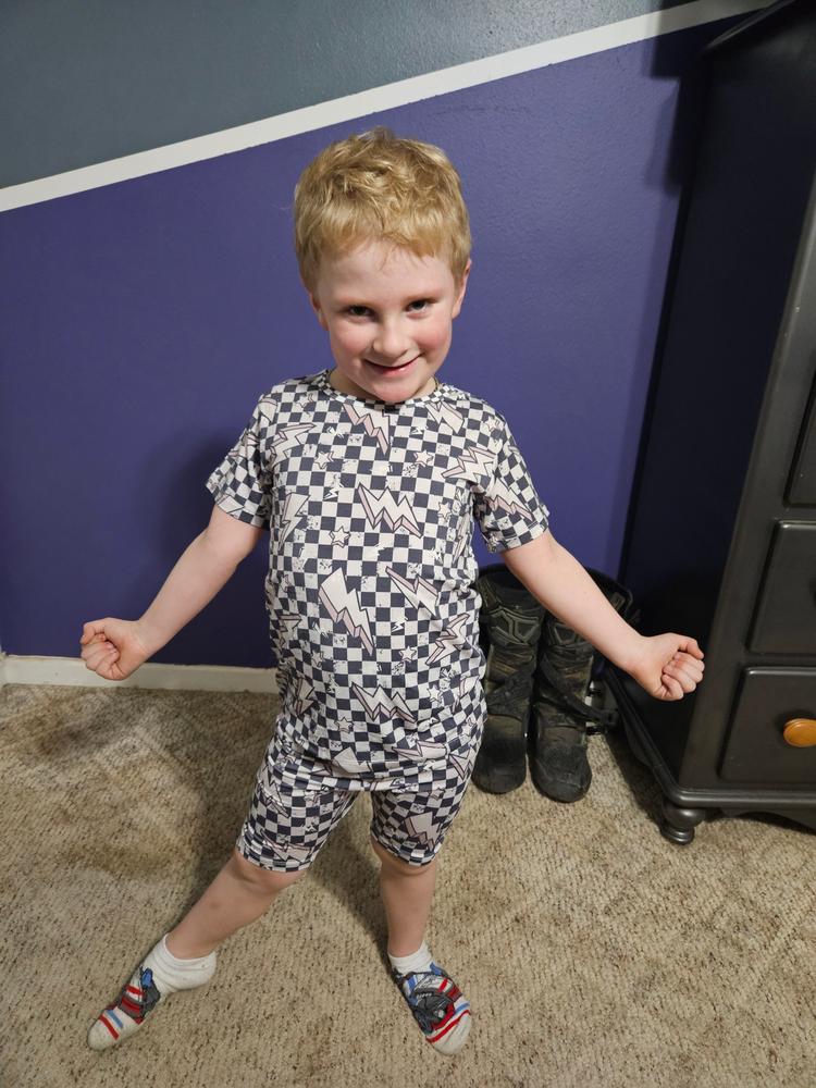 Lightning Checker 2 Piece Pajamas - Customer Photo From Crystal N