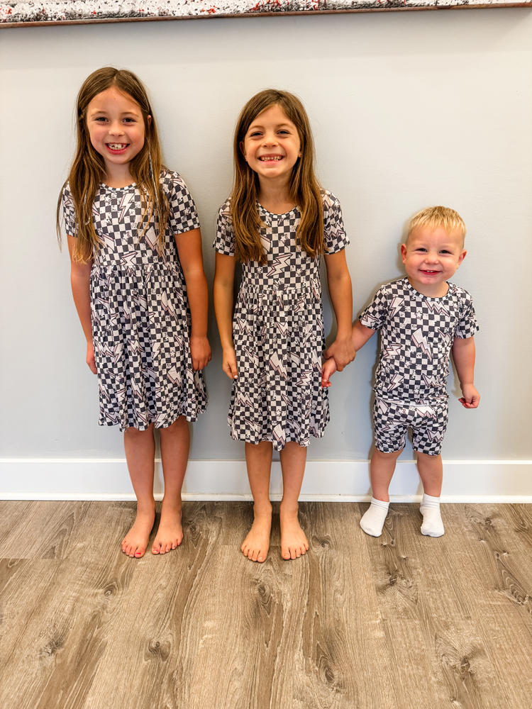 Lightning Checker Twirl Dress - Customer Photo From Chelsea W